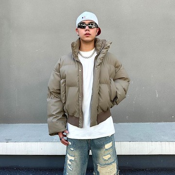 美式高街短版棉服男冬季潮牌穿搭面包服男