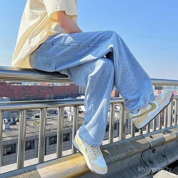 G 💖 熱賣 💖   美式高街牛仔褲 男生夏季薄款長褲 寬鬆直筒闊腿褲 潮流炸街 垂墜感牛仔長褲子百搭褲子長褲 SX1