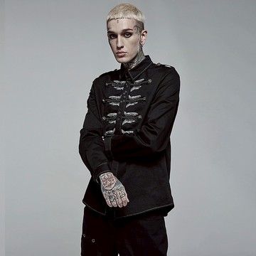 龐克骸骨部隊刺繡軍裝襯衫 / 最後一件