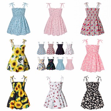 【Arbea】現貨女夏季棉連衣裙時尚女童洋氣吊帶裙兒童碎花裙【C153】