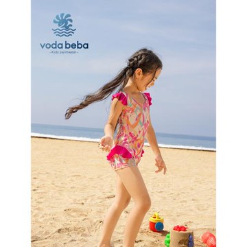 vodabeba泳衣兒童女游泳衣女童寶寶溫泉泳裝平角安全防走光中大童