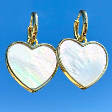 茱莉亞心形吊飾耳環 – 鍍金銀