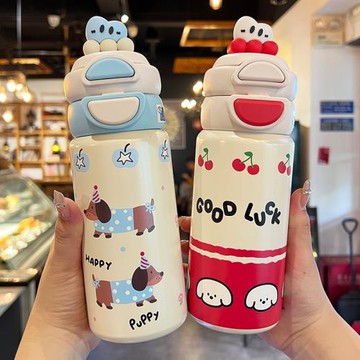 可愛保溫杯女生2025新款高顏值316吸管水杯學生上學專用兒童杯子