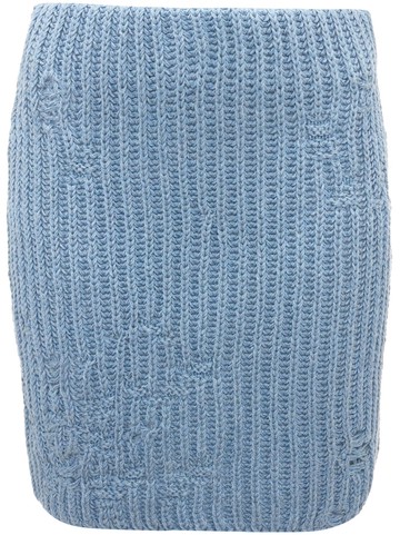JW Anderson - distressed knitted mini skirt - women - Cotton/Acrylic - S - Blue