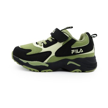 FILA 康特杯 足弓支撐 魔鬼氈 運動鞋 中大童鞋 綠黑 S1719 (3-J821Z-606)