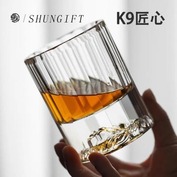 K9水晶玻璃杯江戶切子高端洋酒杯子威士忌杯手工杯浮雕日式高級感