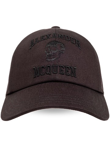 Alexander McQueen - logo-embroidered cap - men - Cotton - S - Brown
