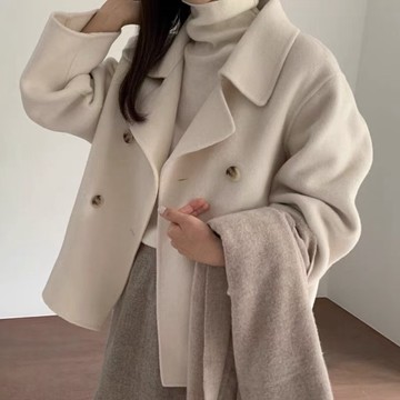 AT| 韓國🇰🇷法式氣質翻領毛呢外套 高級感 氣質短版大衣 秋冬 法式氣質 女裝