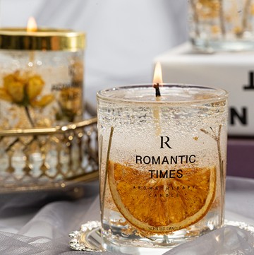 摩羯座生日快樂【FUNDAY】ROMANTIC TIMES 金箔真花香氛蠟燭 果凍香氛蠟燭 - 青檸柑橘片 + 送小禮物 X 1