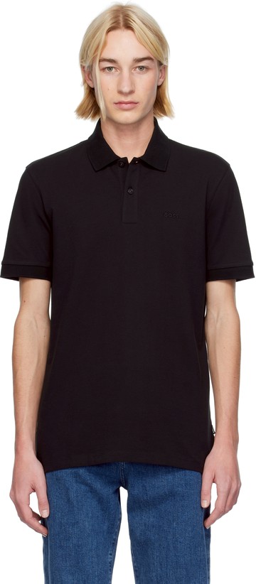 BOSS 黑色刺绣 Polo 衫