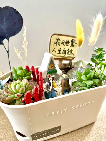 多肉組盆 多肉植物 日式枯山水 向左走向右走 幾米 情人節禮 情侶