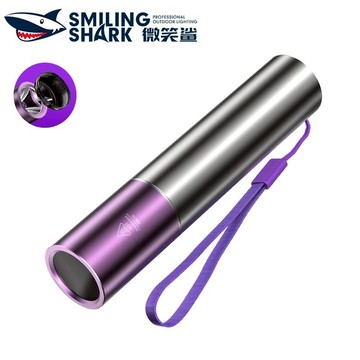 微笑鯊正品 Y009 紫光手電筒 UV365nm紫光燈 18650單檔 USB充電 玉石鑑定 寵物真菌熒光劑檢測 驗鈔筆