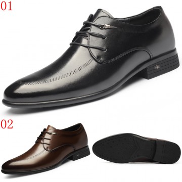 (杰恆)口2019秋輕盈窄邊正裝系帶皮鞋兩色ZA0429456T黑/456T-1棕增高6.5CM