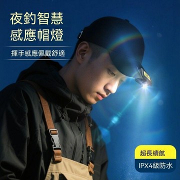 【熱銷爆款】燈帽一體釣魚帽帶燈超長續航超亮夜釣自動感應燈釣魚專用頭燈帽子