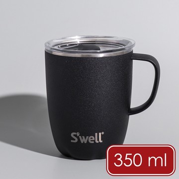 《S well》Mug不鏽鋼滑蓋保溫馬克杯-曜石黑350ml-- swell水壺保溫杯 保冷保冰杯 推蓋直飲杯 環保杯 便攜杯 咖啡杯 隨行杯