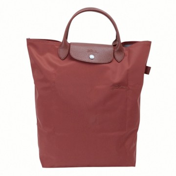 LONGCHAMP  LE PLIAGE 尼龍直式手提包(栗紅色)大款
