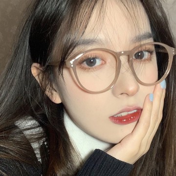 caroline韓系鉚釘款奶茶色 圓框素顏神器 復古平光鏡 大框日系平光眼鏡73608
