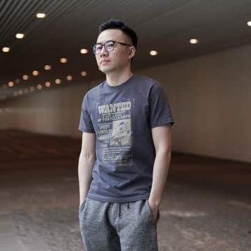 BF男士炭灰色短袖復古休閑卡通