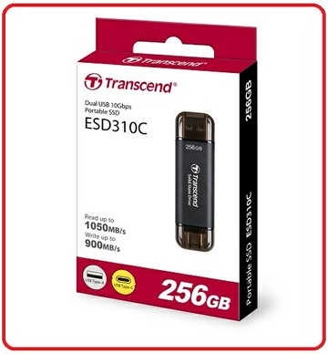 Transcend 創見 ESD310 256GB USB3.2 雙介面固態行動碟 太空灰TS256GESD310C