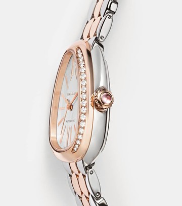 Bvlgari Serpenti Seduttori 18kt rose gold and steel watch with diamonds