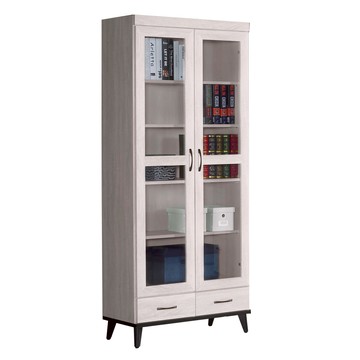 【Hampton 漢汀堡】柯拉系列鋼刷白2.6尺雙門下抽書櫥