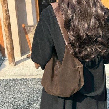 隔日到貨👜 [店鋪熱賣】Nthingwrltten餃子包韓國小衆設計磨砂麂皮絨複古單肩包 斜挎包 腋下包 包包