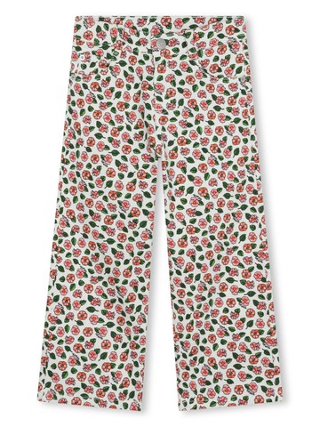 Kenzo Kids - floral-print cotton-blend trousers - kids - Cotton/Elastane - 3 - White