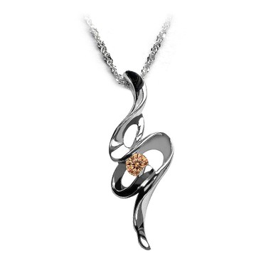 【BRILLMOND】 10分 925銀台 誘惑天然香檳彩鑽墜