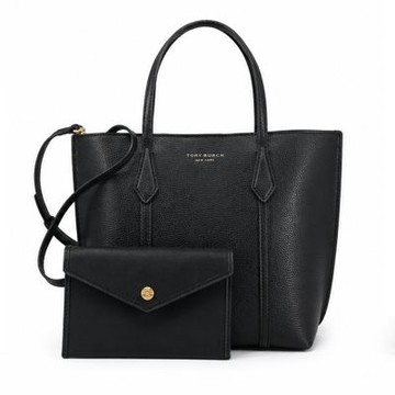 TORY BURCH PERRY 皮革手提斜背兩用包/附手拿包(黑)