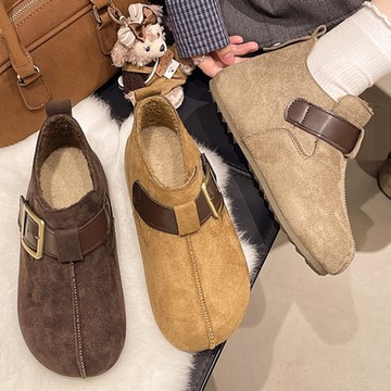 內增高．復古麂皮釦環設計圓頭包鞋．白鳥麗子