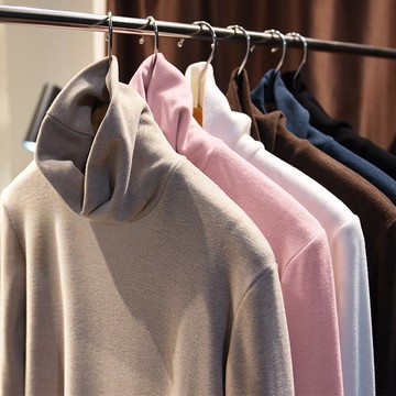 自發熱德絨高領打底衫女春秋冬新款修身內搭洋氣加絨加厚保暖上衣