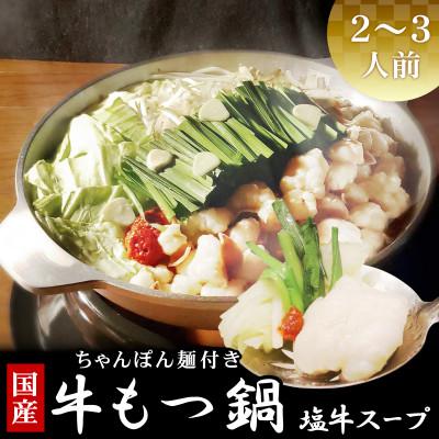 ふるさと納税 大刀洗町 国産もつ鍋セット 塩牛スープ 2〜3人前(大刀洗町)