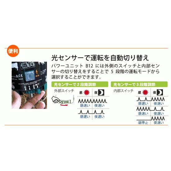 電気柵 B12｜電気柵バッテリー電源用（乾電池使用可） ガラガー 本体２年保証