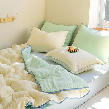 SHEZ HOME 起司水洗雙面薄被  LEMON LIME  Q(180 x 210cm)