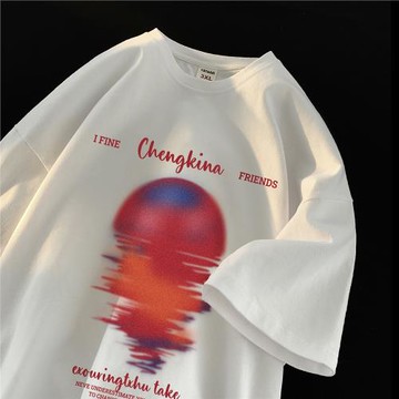 美式復古純棉t恤男短袖夏季潮流寬松半截袖體恤青少年初中生上衣