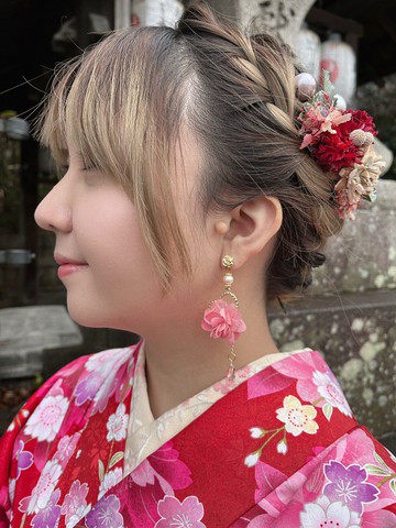 櫻花盛開の季節永生花耳環