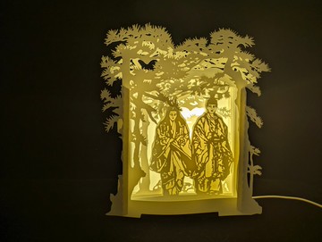 源氏物語系列-松- 明石姬 紙雕燈