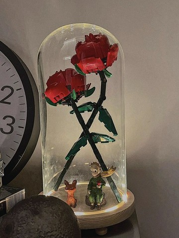 免運/開發票 現貨速發 積木花束拼裝玫瑰花玻璃燈罩治愈小擺件女孩系列七夕情人節禮物18