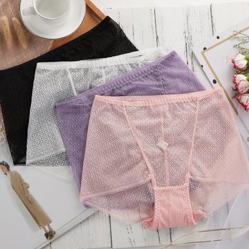 4條裝女士內褲高腰性感蕾絲大碼無痕透視誘惑火辣三角褲網紗舒適