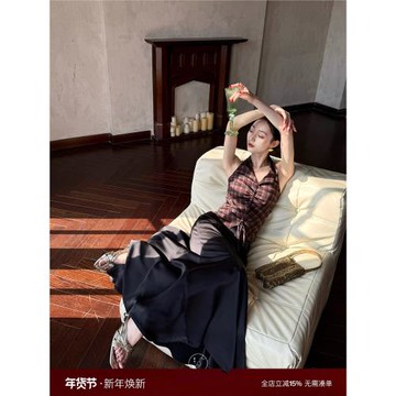 鷺青一原創【舞時柔】光澤雙面緞半身裙女春不規則傘擺百搭魚尾裙