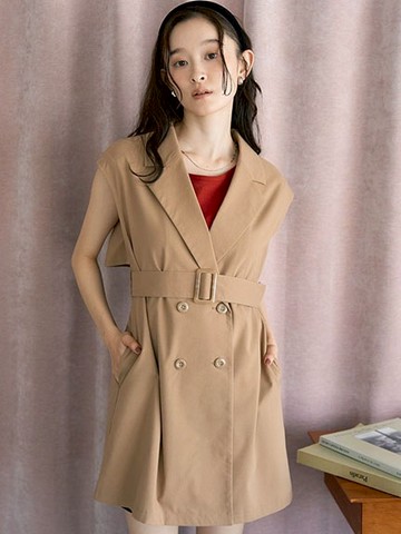 西裝式馬甲腰帶設計背心外套(01000689500) - earth music&ecology