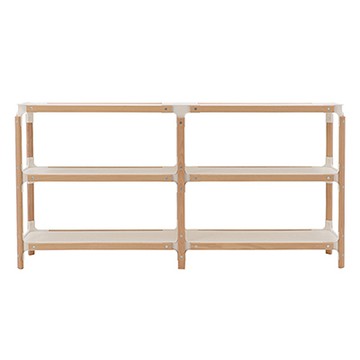 SteelWood Shelving 置物層架（三層兩座、原色櫸木）