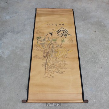 仿古中堂畫字畫影視道具卷軸畫嫦娥奔月圖書房辦公室中堂裝飾掛畫