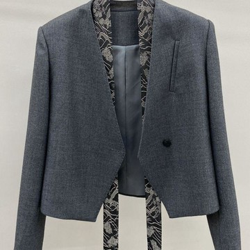 女士西裝外套 小衆氣質百搭無領短款西服上衣赫本風高端個性西裝外套女0907