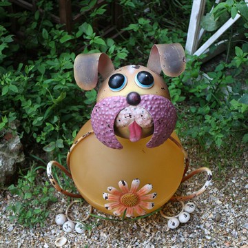 園藝動物擺件 沙皮狗戶外太陽能照明擺件 1入