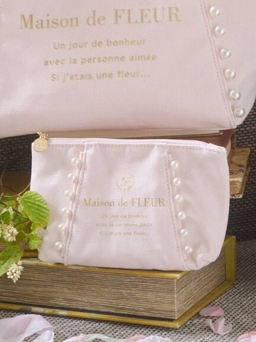 浪漫珍珠系列帆布手拿包(8A32FJJ1200) - Maison de FLEUR