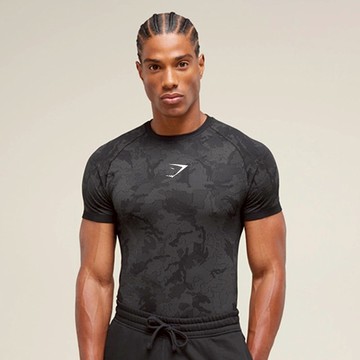 GYM 男士運動健身衫 塑形 彈性 速乾 透氣 休閒 跑步短袖T恤 現貨