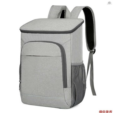 雙肩背包大容量保溫包戶外野餐包保溫露營防漏雙肩包.[對折髮貨]灰色 SNKH