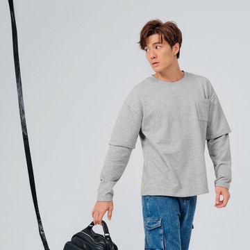 OB嚴選 假兩件層次設計圓領長袖上衣 《KL1451》