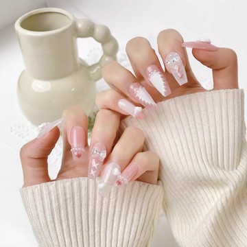 🎀Hannah🎀新年優選【原創實拍】純手工穿戴甲指甲貼新款可愛學生甜美美甲貼片成品中款2026新款上新MJ11